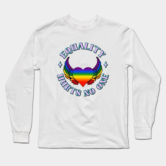 LGBTQ Heart Wings Pink Rainbow Equality Long Sleeve T-Shirt by KZK101
